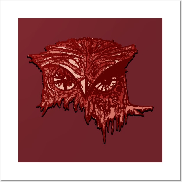 Red Owl Wall Art by Psycho Delia